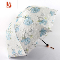 敬平遮阳伞女双层防晒黑胶太阳伞蕾丝雨伞女绣花公主晴雨两用