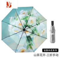 敬平钛银胶油画太阳伞全晴雨两用防晒伞遮阳雨伞女