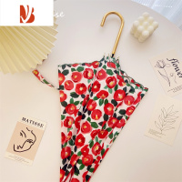 敬平日系唯美复古玫瑰花朵两用小清新超轻防晒长柄伞女