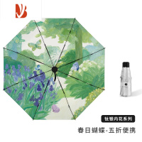 敬平钛银全专业防晒太阳伞女晴雨两用折叠小巧便携遮阳伞