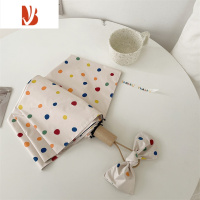 敬平彩色波点黑胶伞可爱雨伞女晴雨两用遮阳伞防晒太阳伞