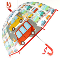 敬平新款儿童卡通小雨伞宝宝透明推拉开关男孩幼儿园汽车伞男童透明伞