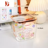 三维工匠桌面小号垃圾桶透明可爱卡通家用茶几餐桌迷你小型桌上果皮桶无盖