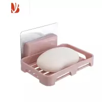 三维工匠肥皂盒壁挂式家用免打孔墙上沥水淋浴房排水香皂盒卫生间置物架 粉色[2个装]