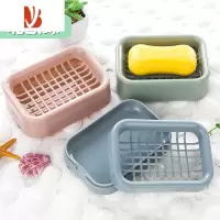 三维工匠免打孔皂碟托盘不积水沥水架家用卫生间浴室香皂收纳置物架 北欧绿台面1个[特惠款] 双层沥水更干爽