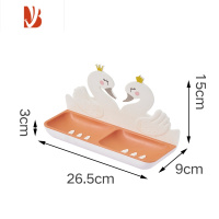 三维工匠肥皂盒壁挂免打孔卫生间浴室轻奢香皂沥水置物架新款家用双层皂盒 双层天鹅-橙色