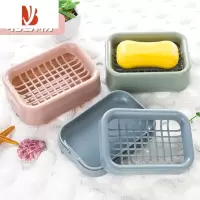 三维工匠沥水架家用卫生间浴室香皂收纳置物架免打孔皂碟托盘不积水 北欧粉台面1个[特惠款] 双层沥水更干爽