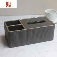 三维工匠新款轻奢皮革简约皮家用客厅创意纸抽盒酒店多纸巾盒定制LOGO 深灰色条纹长条