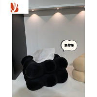 三维工匠中古高颜值陶瓷丝绒纸巾盒创意小众家用抽纸筒餐巾收纳盒装饰摆件 高级黑