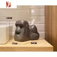 三维工匠摩艾石像人复古光屁屁屁股moai纸巾盒面纸抽树脂屁股小夜灯摆件 深黑色(纸巾盒)