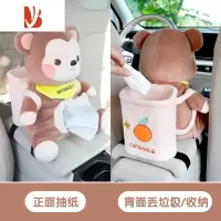 三维工匠可爱多车上用品车载二合一创意汽车扶手箱抽纸盒 背包款-垃圾桶纸巾盒-呆呆猴