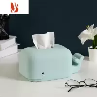 三维工匠纸巾盒儿童高颜值卡通可爱抽纸盒家用客厅卧室硅胶水洗纸巾盒创意 蓝色鲸鱼(硅胶材质)