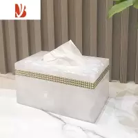 三维工匠北欧创意多纸巾盒卫生间家用简约客厅抽纸盒遥控器收纳架 珠带白全盖纸巾盒