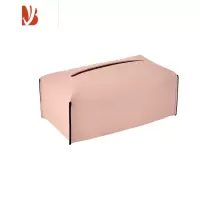 三维工匠北欧ins原创皮纸巾盒家用简约创意样板间卫生间洗脸巾抽纸盒 裸粉色[L码大号] 硬盒款勿拍