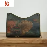 三维工匠家居收纳纸巾盒中式复古棉麻布艺中国风抽纸袋茶室客厅车载纸巾袋 祥云图(纸巾盒)