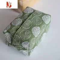 三维工匠纸巾袋布艺 手工制作棉麻日系刺绣皆川明风简约客厅 抽纸盒纸抽套 绿色绣球花