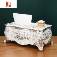 三维工匠欧式纸巾盒家用牙签盒客厅餐桌纸抽创意轻奢牙签筒一体 银白纸巾盒(牙签筒二合一)