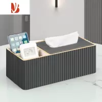三维工匠纸巾抽纸盒家用客厅轻奢高级感皮纸抽盒遥控器收纳盒简约现代 金属灰(两用款)