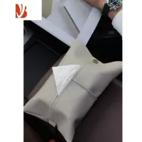 三维工匠车载纸巾盒挂式车内装饰品汽车扶手箱抽纸盒车用纸抽挂盒高级创意 浅灰