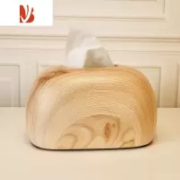 三维工匠创意中国风陶瓷纸巾盒轻奢家用中式现代山水客厅餐厅装饰抽纸巾盒 仿木色纹款(送底板)