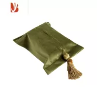 三维工匠罗马纯色丝绒纸巾盒轻奢客厅家用纸抽套布艺ns法式抽纸盒 D/橄榄绿(B0004)