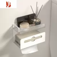 三维工匠白色亚克力纸巾架厕所卷纸架卫生纸架抽纸盒免打孔置物架卫生间 二合一纸巾架-A