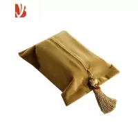 三维工匠罗马纯色丝绒纸巾盒轻奢客厅家用纸抽套布艺ns法式抽纸盒 B/金棕色(B0002)