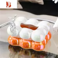 三维工匠高级感陶瓷纸巾盒家用轻奢客厅茶几收纳摆件创意餐巾纸抽纸盒 棉花糖半色纸巾盒-[橙色+兔子]