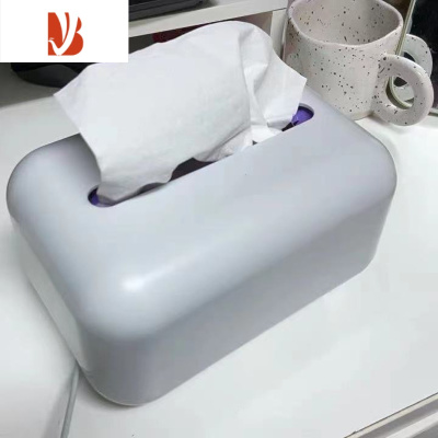 三维工匠ins轻奢纸巾盒 银色桌面客厅收纳盒茶几简约复古法式创意抽纸盒 优雅灰-内置弹簧