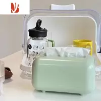 三维工匠ins轻奢纸巾盒 银色桌面客厅收纳盒茶几简约复古法式创意抽纸盒 北欧绿-内置弹簧