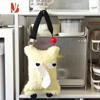 三维工匠毛呼呼小怪物抽纸袋悬挂卷卷毛纸巾包车载纸抽盒手提纸巾袋网红 奶白 尺寸25*18
