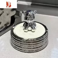 三维工匠陶瓷纸巾盒客厅轻奢抽纸盒家用烟灰缸套装创意茶几收纳盒 银色冰川烟灰缸[小熊款]