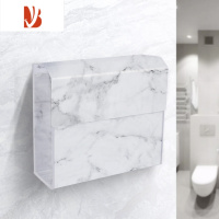 三维工匠卫生间纸巾盒亚克力防水浴室平板纸盒厕所方形草纸盒厕纸盒免打孔 爵士白 加强特加厚