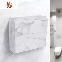 三维工匠卫生间纸巾盒亚克力防水浴室平板纸盒厕所方形草纸盒厕纸盒免打孔 爵士白 加强特加厚