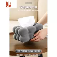 三维工匠纸巾盒植绒抽纸盒客厅轻奢创意餐巾纸高级感摆件ins风 棉花糖纸巾盒 灰色植绒升级款