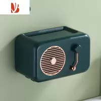 三维工匠卫生间纸巾盒置物架厕所壁挂式免打孔防水挂墙式卷纸筒厕纸抽纸盒 镀金款 - 复古绿[抽卷纸通用]送无痕贴
