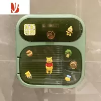 三维工匠卫生间纸巾盒免打孔置物架卡通厕所防水壁挂式浴室卷纸抽纸厕纸盒 抹茶绿壁挂纸巾盒维尼熊系列 轻奢双层升级款