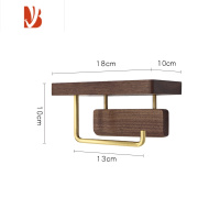 三维工匠实木纸巾架厕所胡桃木卷筒纸置物架北欧风卫生间纸巾盒 拉丝金胡桃木短款卷纸架 [打孔免钉双用]