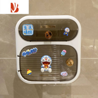 三维工匠卫生间纸巾盒免打孔置物架卡通厕所防水壁挂式浴室卷纸抽纸厕纸盒 象牙白壁挂纸巾盒叮当系列 轻奢双层升级款