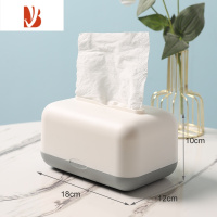 三维工匠双弹簧欧式纯色塑料台式纸巾盒创意抽纸盒餐厅卫生间卧室家用简约 白顶+灰底 双弹簧