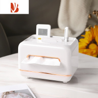 三维工匠纸巾盒抽纸盒家用客厅创意轻奢多收纳壁挂式弹簧餐巾纸盒 鎏金白[磁吸开关 双格收纳]