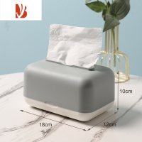 三维工匠双弹簧欧式纯色塑料台式纸巾盒创意抽纸盒餐厅卫生间卧室家用简约 灰顶+白底 双弹簧