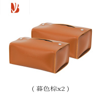 三维工匠皮质纸巾盒客厅高级感皮革轻奢车载抽纸盒扶手箱北欧简约 暮光棕[2个]