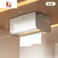 三维工匠纸巾盒壁挂式洗脸巾卫生间抽纸家用客厅创意厨房悬挂纸厕所收纳盒 壁挂款-透明白[1个装]