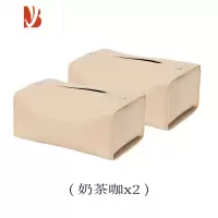 三维工匠皮质纸巾盒客厅高级感皮革轻奢车载抽纸盒扶手箱北欧简约 奶茶咖[2个]