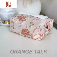三维工匠ins中国风压花烫金刺绣纸巾盒猫咪车载手工桌面抽纸收纳布艺双层 粉色金线绣布艺双层纸巾盒