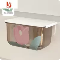 三维工匠透明纸巾盒抽纸盒浴室卡通可爱收纳盒洗脸巾卫生间厕所卷纸盒防水 灰色透明[2个] 送贴纸