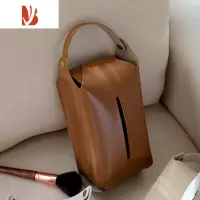 三维工匠挂式车载纸巾盒可悬挂北欧家用创意抽纸袋茶几客厅简约皮质抽纸盒 棕色 可悬挂