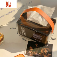 三维工匠ins北欧设计感抽纸盒创意简约家用手提现代纸巾一抽到底弹簧弹力 手提透明灰纸巾盒