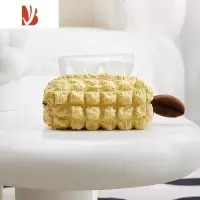 三维工匠纸巾盒客厅布艺创意纸袋汽车装饰ins风可爱奶油泡芙车载抽纸盒套 姜饼黄